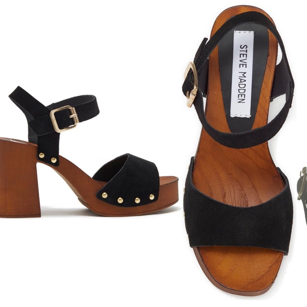 Brand New Steve Madden Alabama Platform Ankle Strap Sandal Black Suede Brown 7